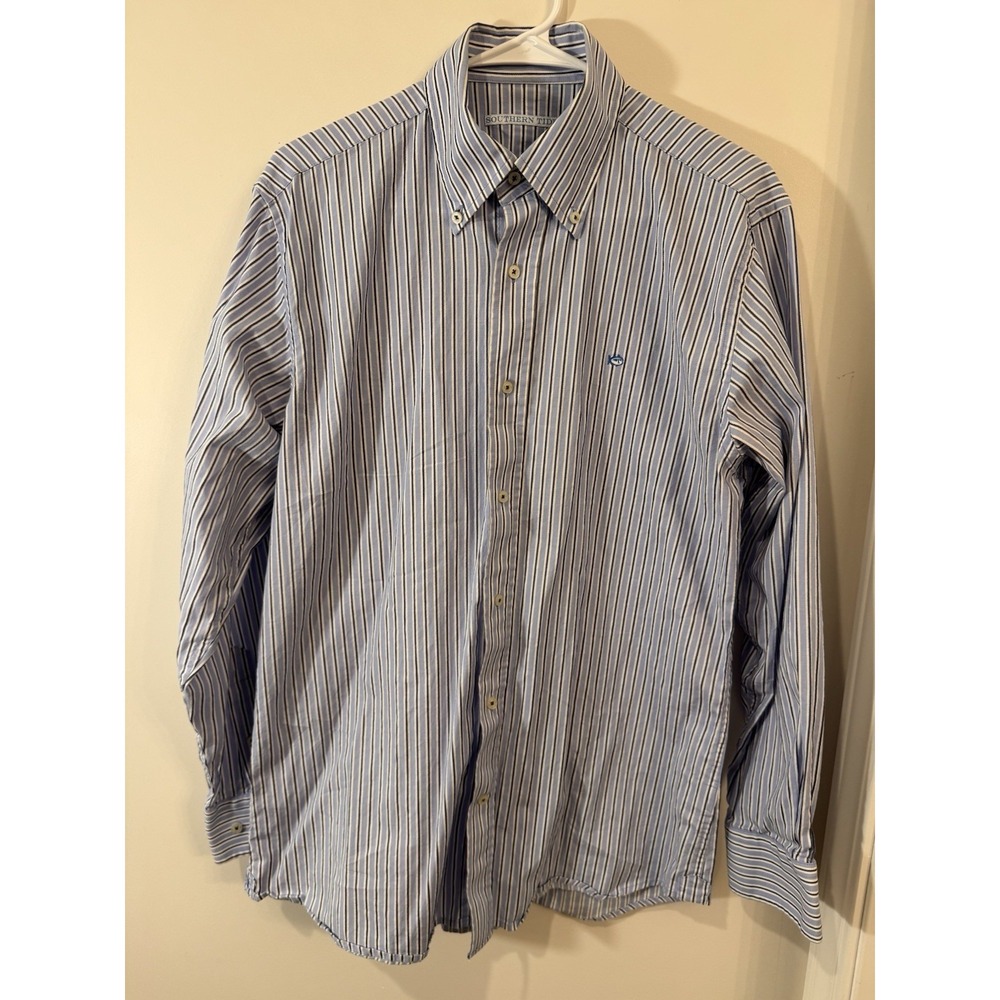 Southern Tide Shirt Mens Medium Blue Striped Long Sleeve Button Up Casual